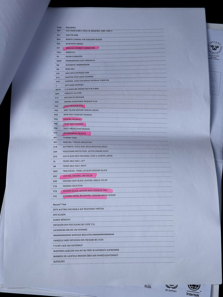 Documentation for 2011 Mercedes-Benz S600