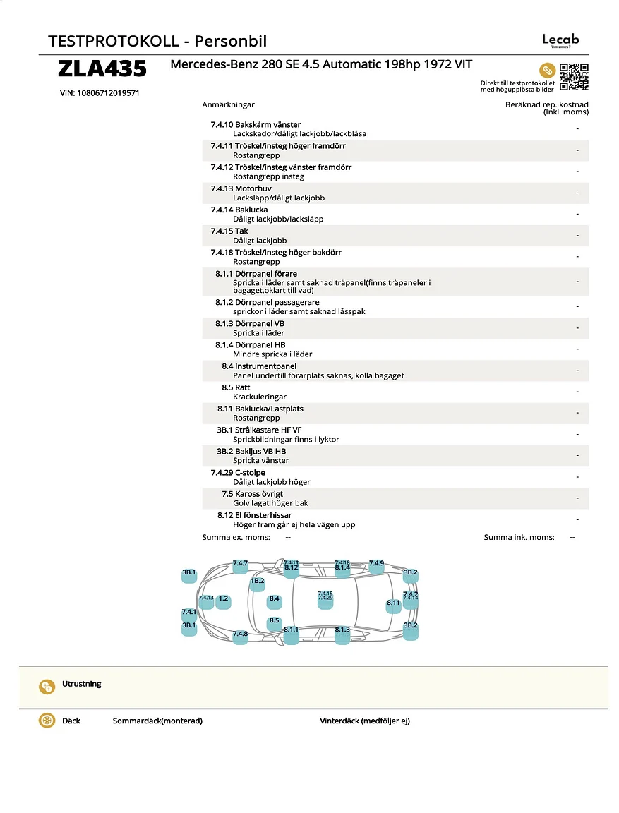 Documentation for 1972 Mercedes-Benz 280 SE 4.5  (3)
