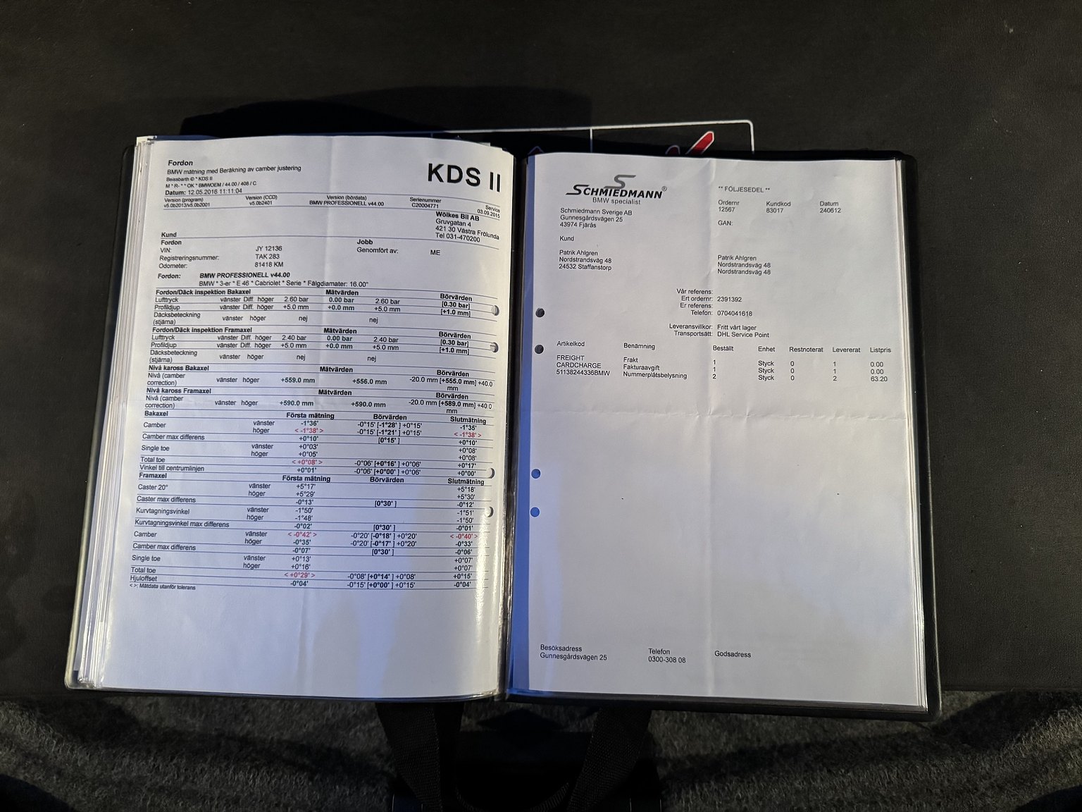Dokumentation för 2001 BMW 325IA CAB