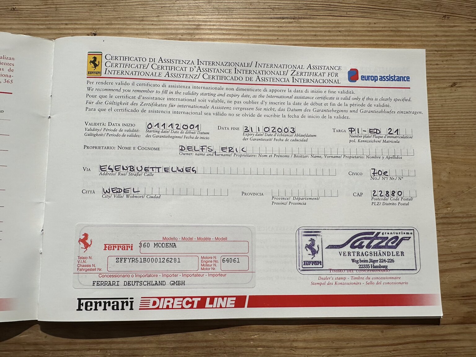 Documentation for 2001 Ferrari 360 Modena V8 Manual (9)