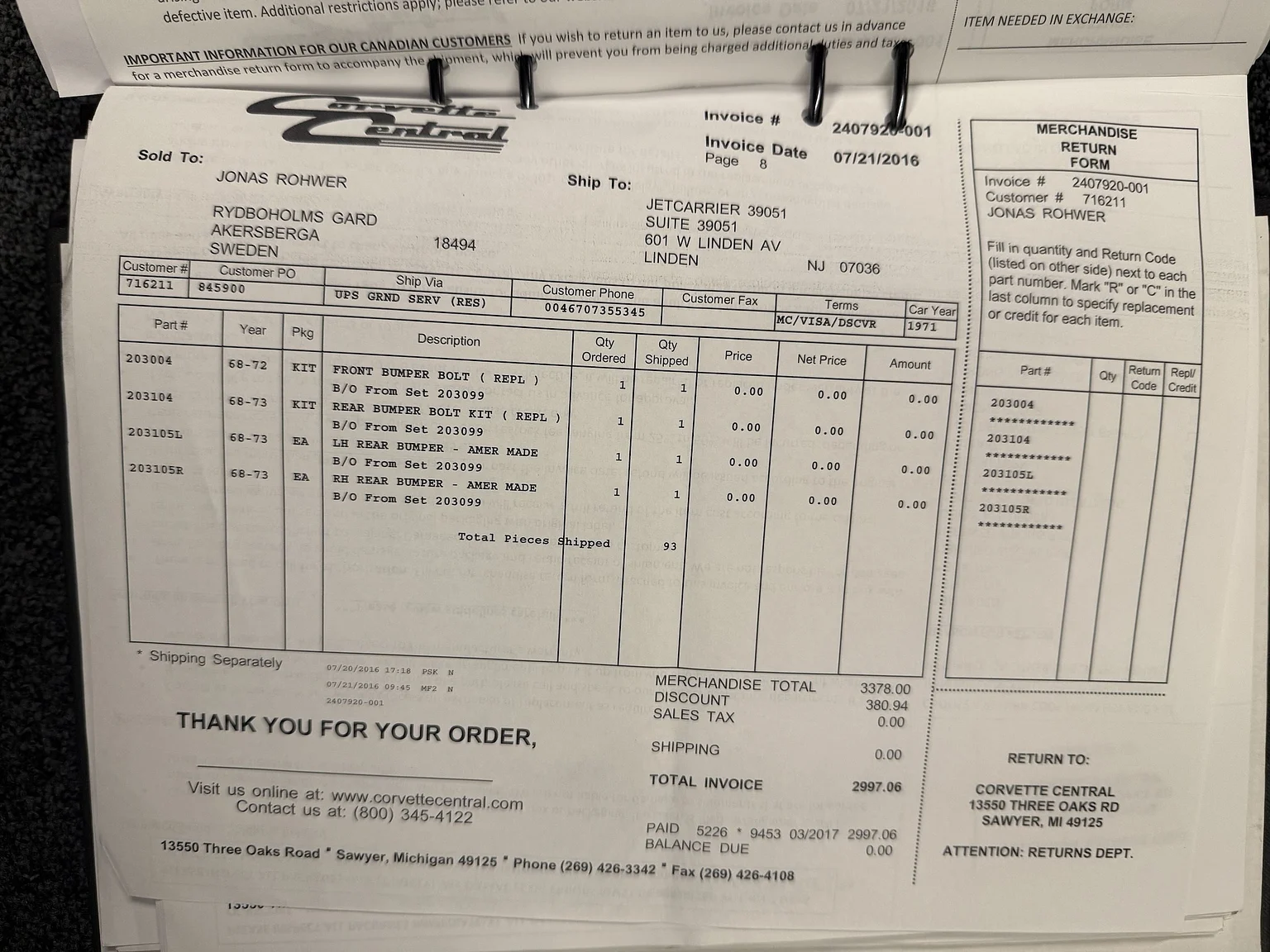 Dokumentation för 1971 Chevrolet Corvette Stingray Special 598 cui V8 795 hk (79)
