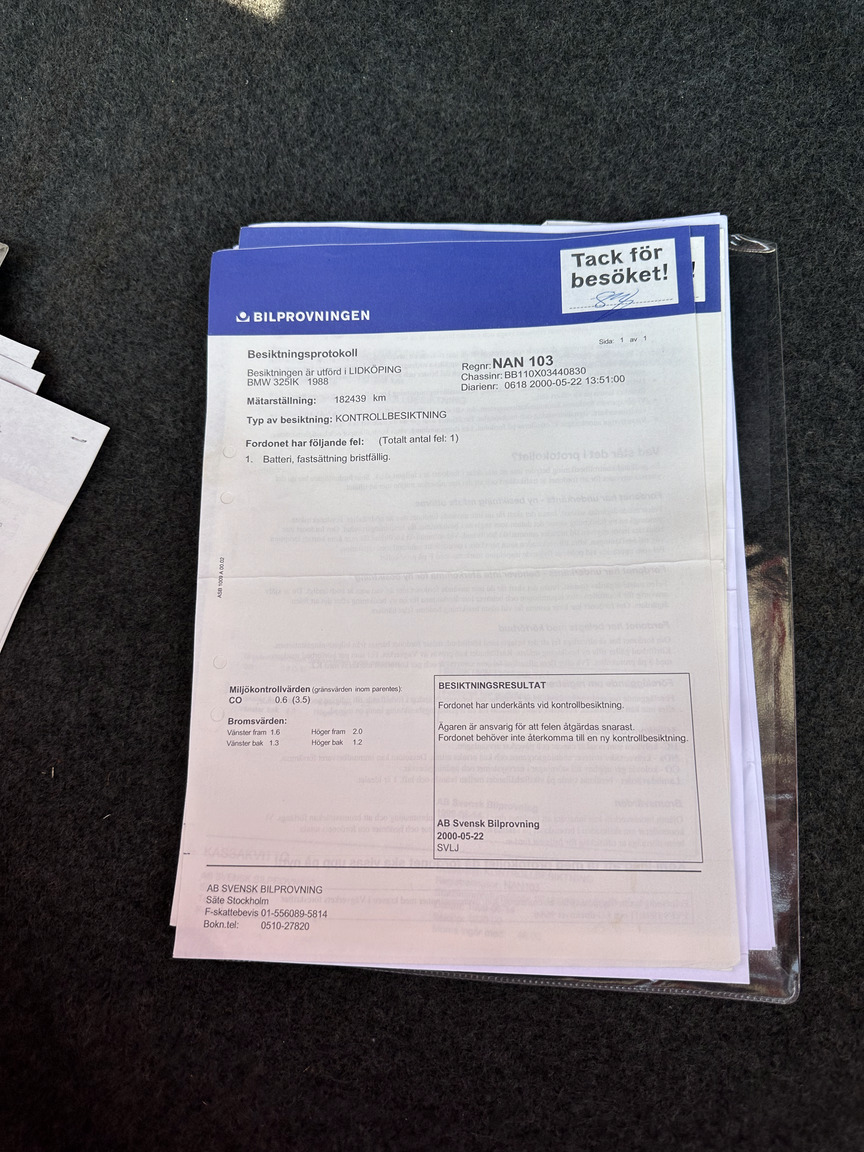 Documentation for 1988 BMW 325 Cabriolet (E30)