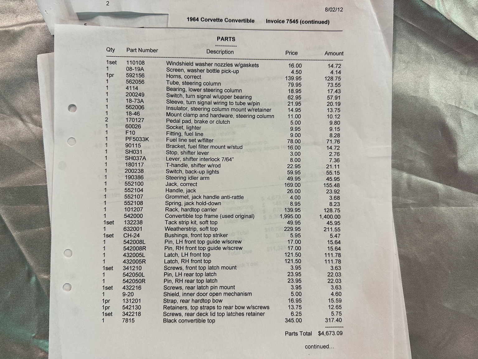 Documentation for 1964 Corvette C2 Stingray Cabriolet (6)