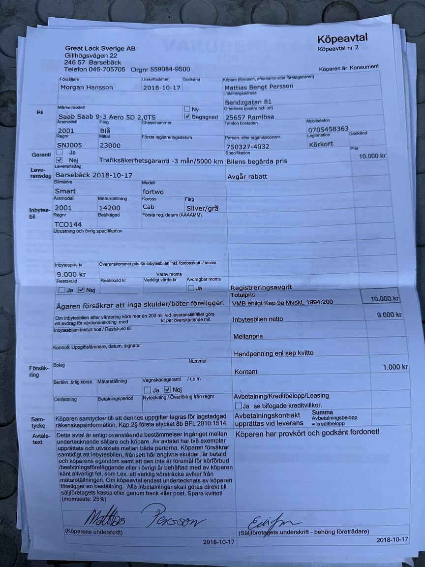 Dokumentation för 2001 SAAB 9-3 Aero (3)