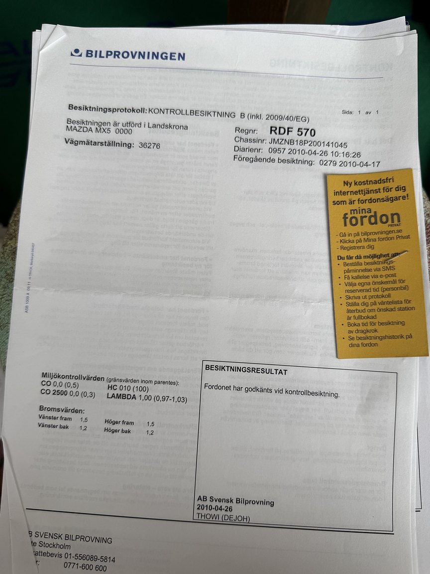 Dokumentation för 1999 Mazda MX-5