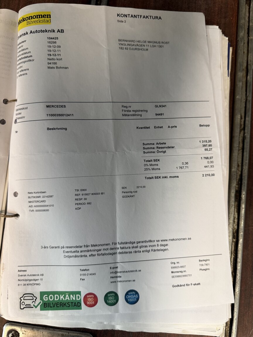 Documentation for 1967 Mercedes-Benz 230 Safari