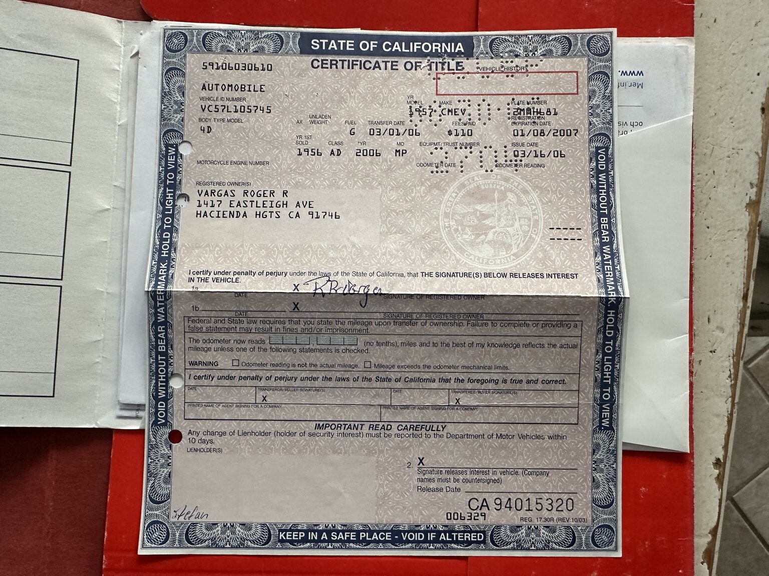 Dokumentation för 1957 Chevrolet Bel Air (23)