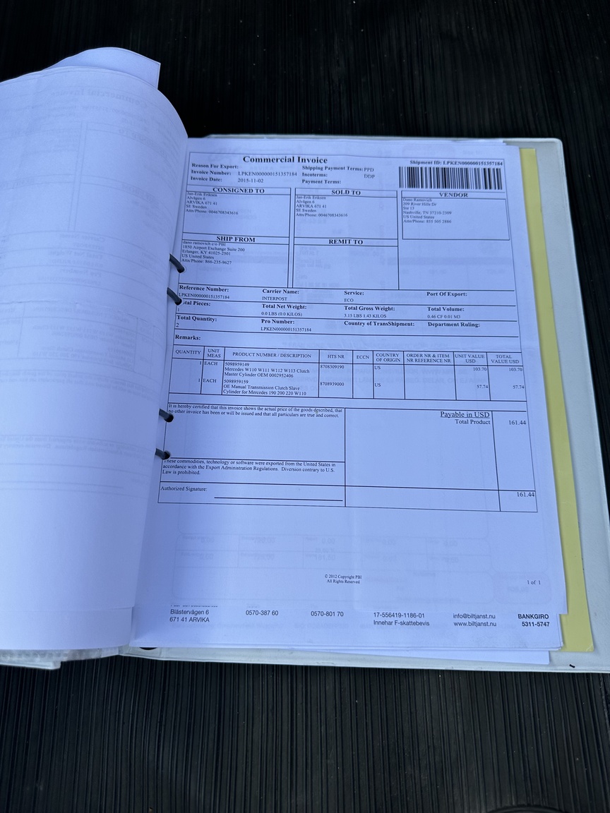 Documentation for 1966 Mercedes-Benz 200 D "Heckflosse"