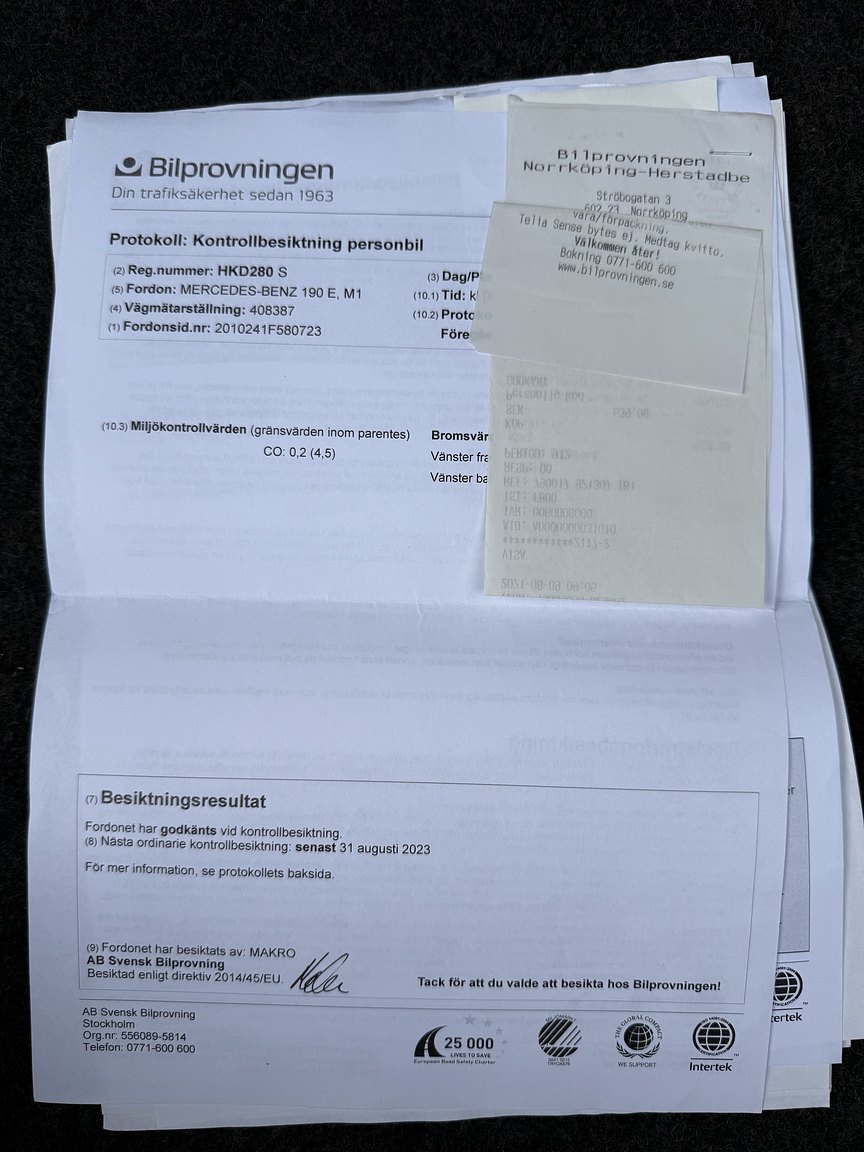Documentation for 1989 Mercedes-Benz 190 E