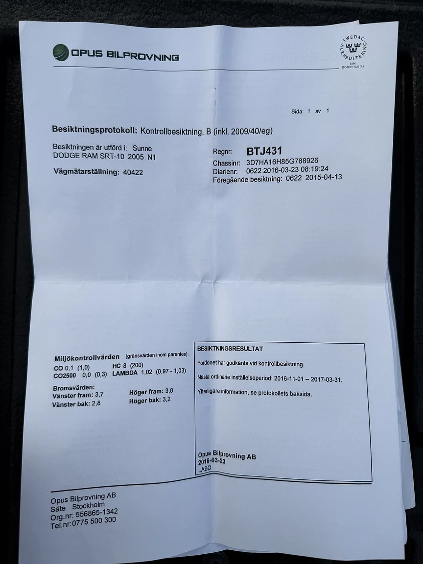 Dokumentation för 2005 Dodge RAM SRT-10 Regular Cab Manual  (12)