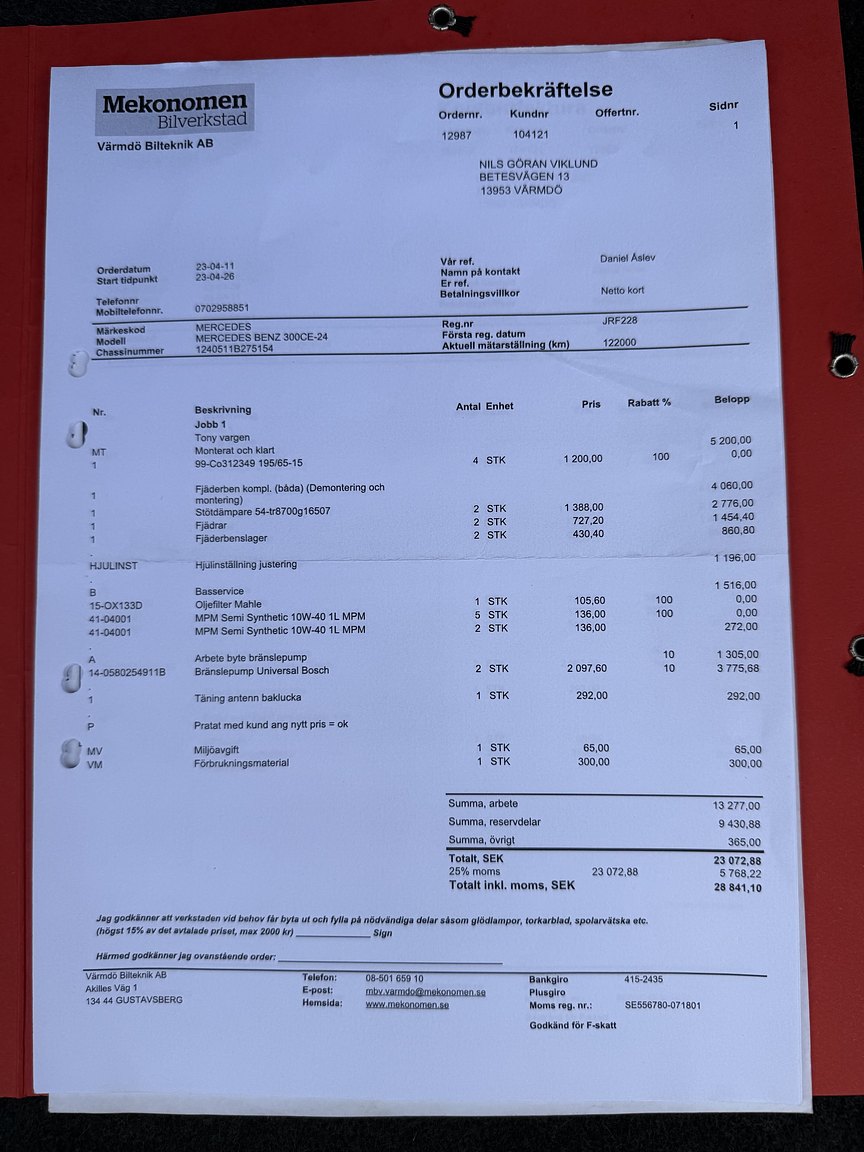 Dokumentation för 1990 Mercedes-Benz 300CE-24