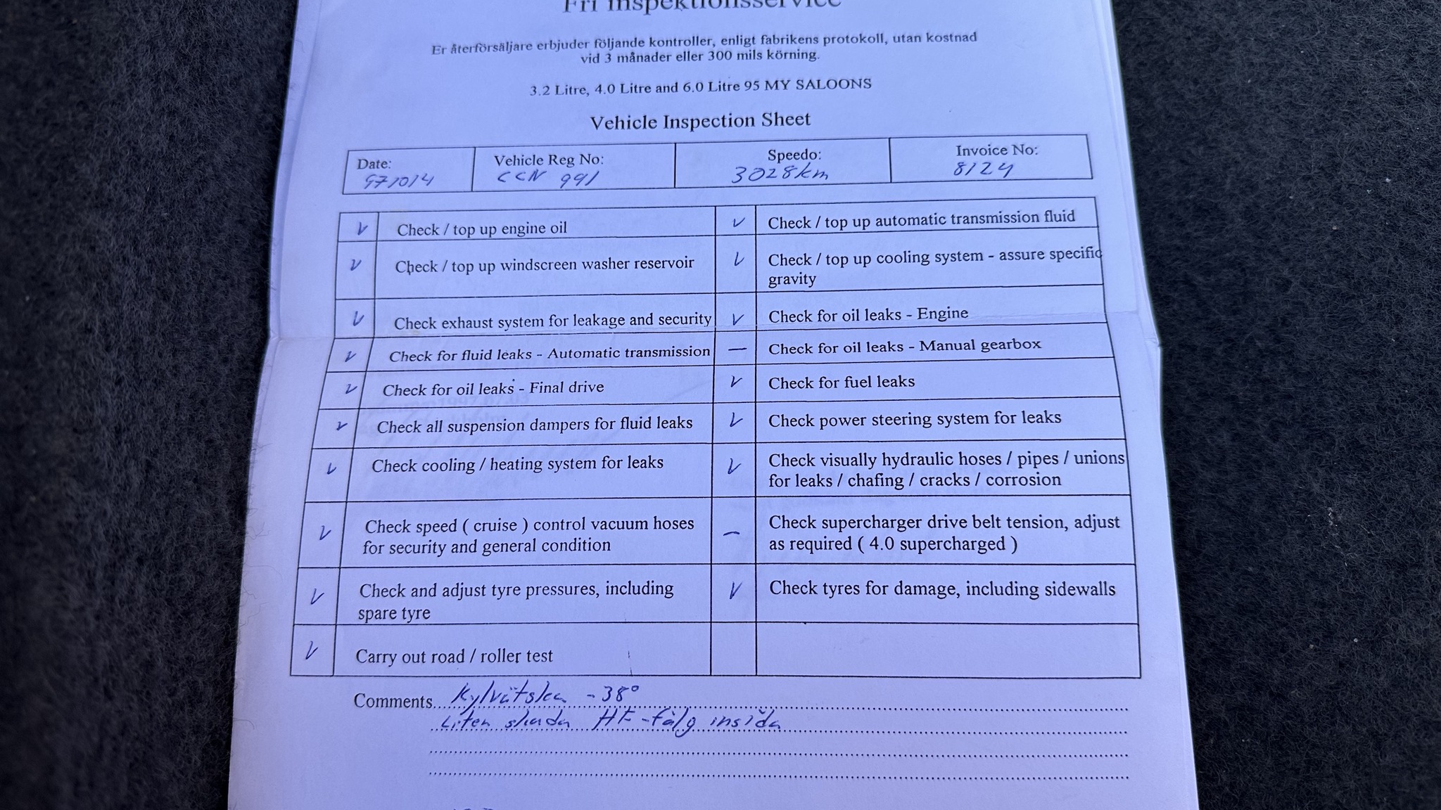 Dokumentation för 1997 Jaguar XJ 4.0 Executive