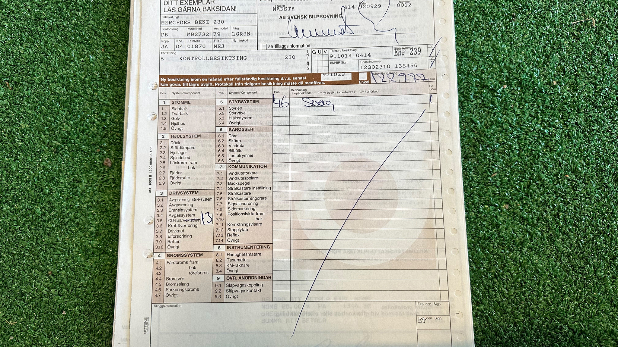 Dokumentation för 1979 Mercedes Benz 230