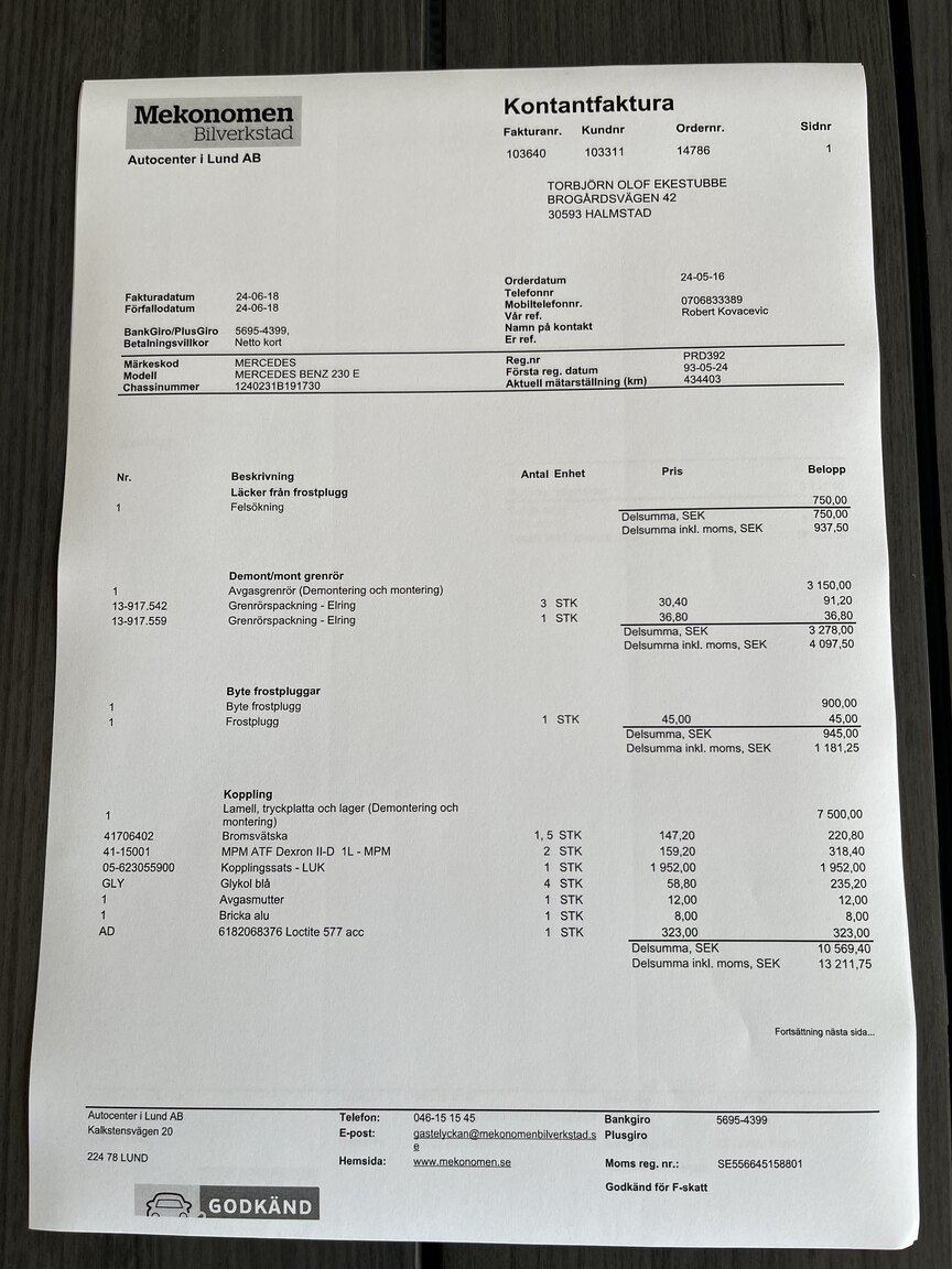 Documentation for 1990 Mercedes-Benz 230 E (5)