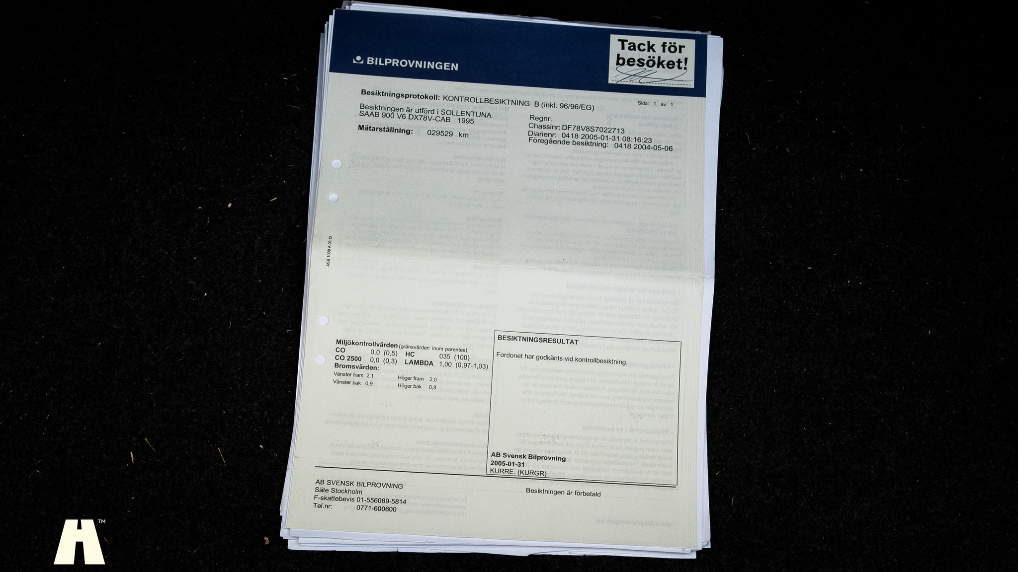 Dokumentation för 1995 SAAB 900 SE V6 Automat