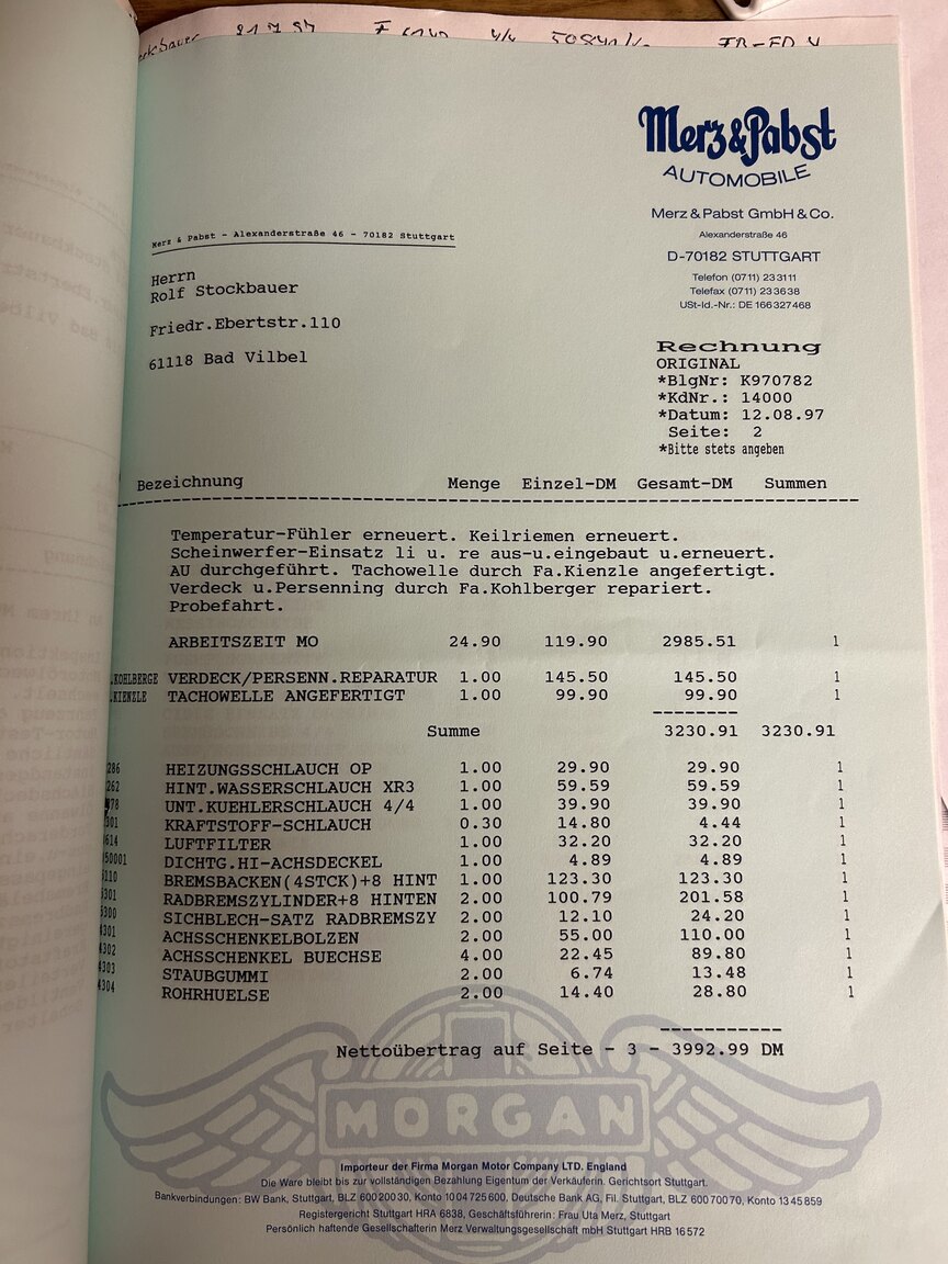 Dokumentation för 1983 Morgan 4/4