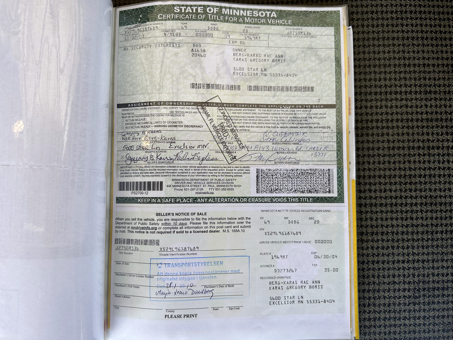 Documentation for 1969 Dodge Dart Swinger 340 (12)