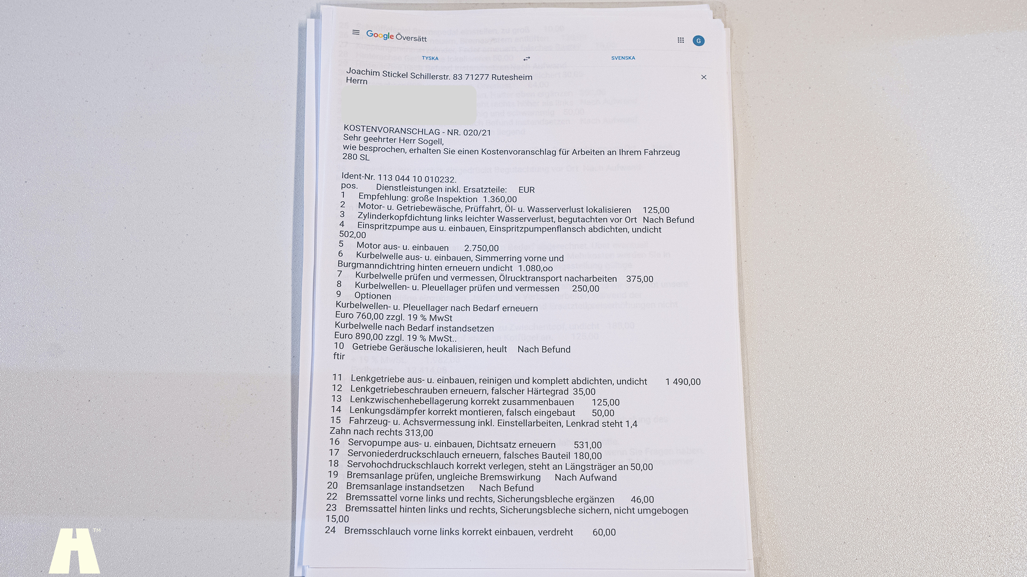 Dokumentation för 1970 Mercedes 280 SL Pagoda (33)