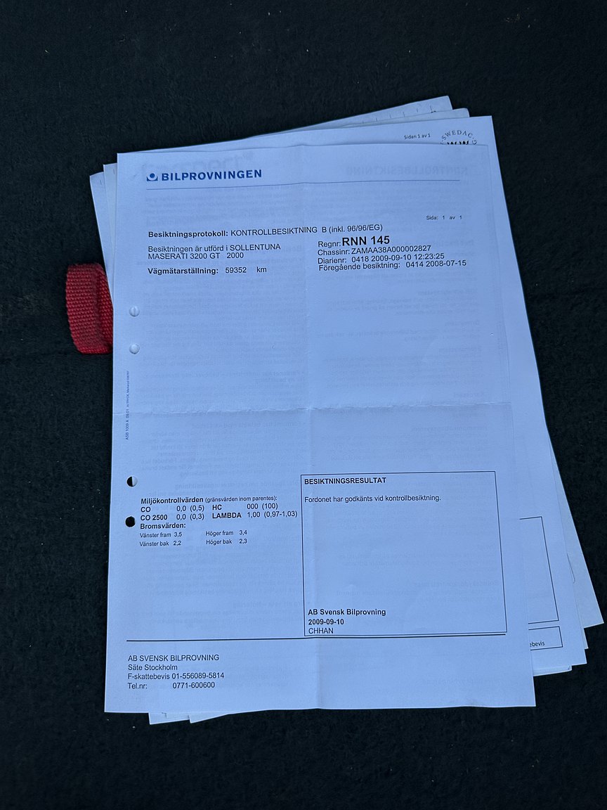 Documentation for 2000 Maserati 3200 GT
