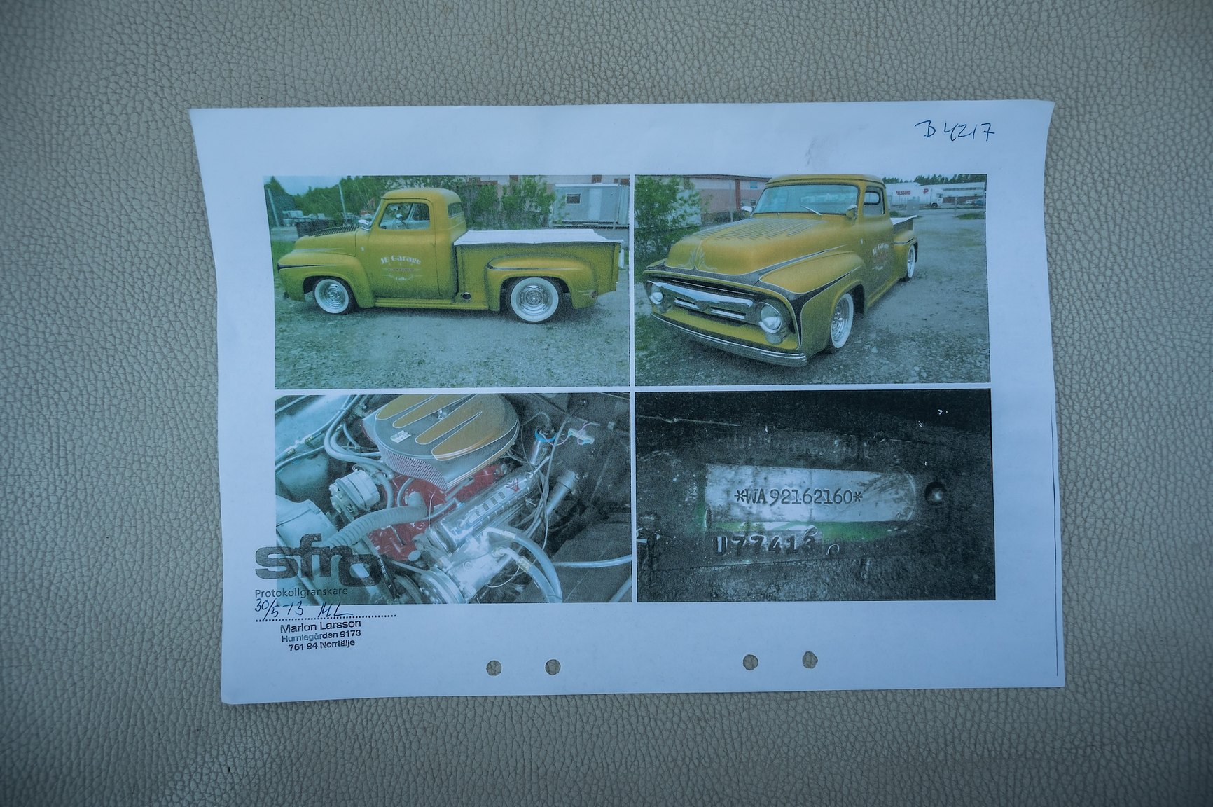 Dokumentation för 1955 Ford F-100 Kustom