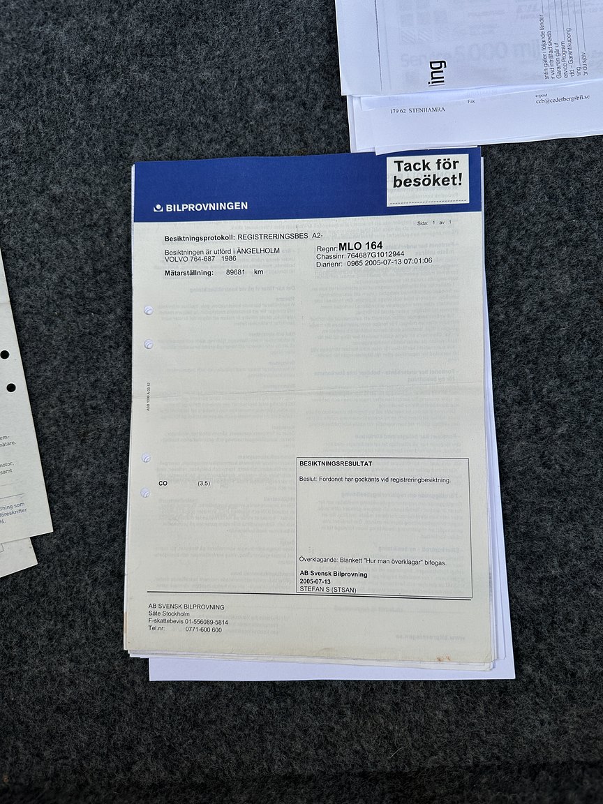 Documentation for 1986 Volvo 760 GLE 2.8 V6 Automatisk