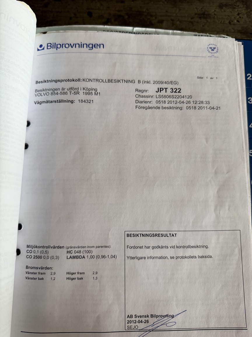 Documentation for 1995 Volvo 850 T-5R