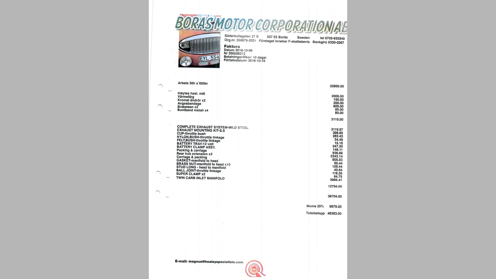 Documentation for 1960 Austin Healey 3000 MK1