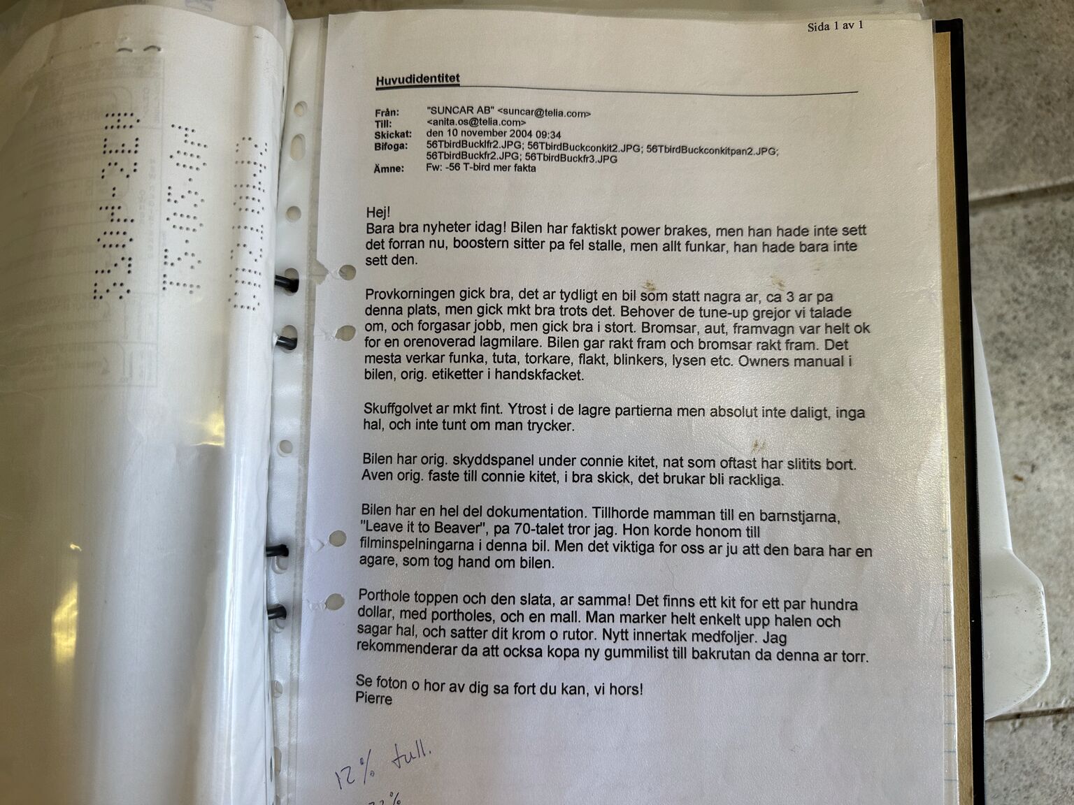 Documentation for 1956 Ford Thunderbird Convertible