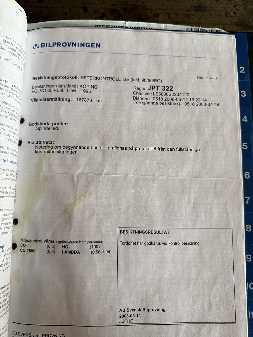 Documentation for 1995 Volvo 850 T-5R
