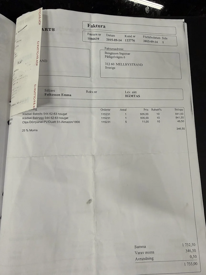 Documentation for 1961 Volvo PV544C Sport (50)