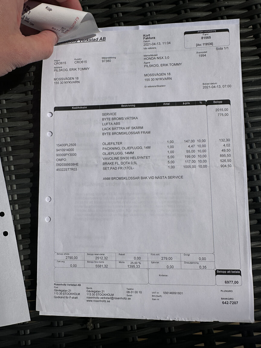 Documentation for 1992 Honda NSX 3.0