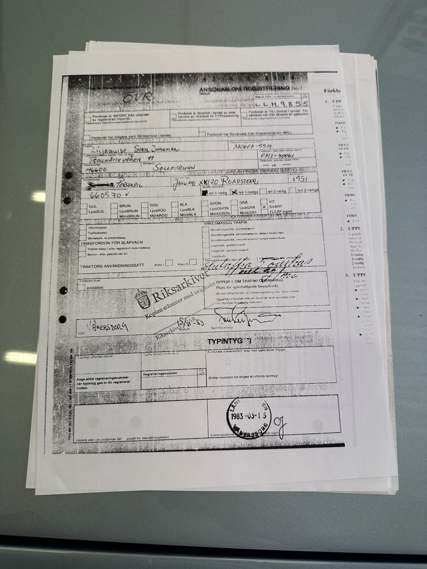 Dokumentation för 1951 Jaguar XK 120