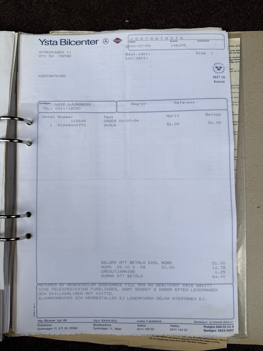 Dokumentation för 1987 Mercedes-Benz 300 SE