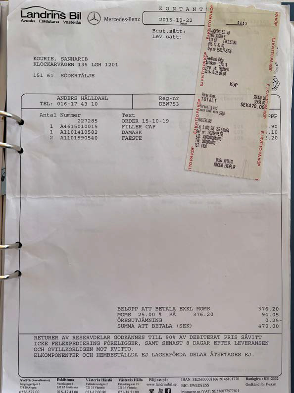 Documentation for 1986 Mercedes 280 GE