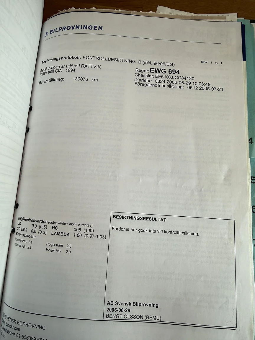 Dokumentation för 1994 BMW 840Ci (14)