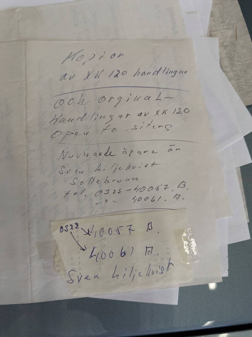 Dokumentation för 1951 Jaguar XK 120