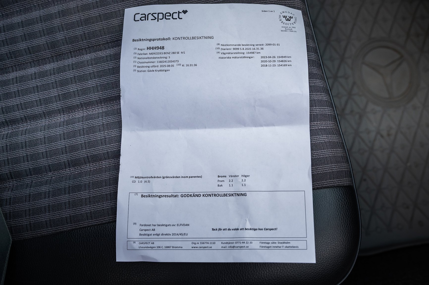 Documentation for 1975 Mercedes-Benz 280 SE 