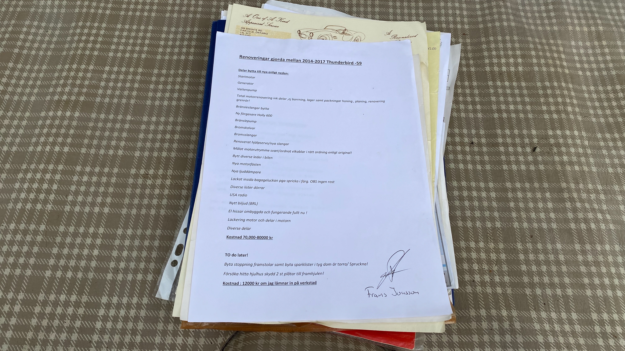 Dokumentation för 1959 Ford Thunderbird hardtop (12)