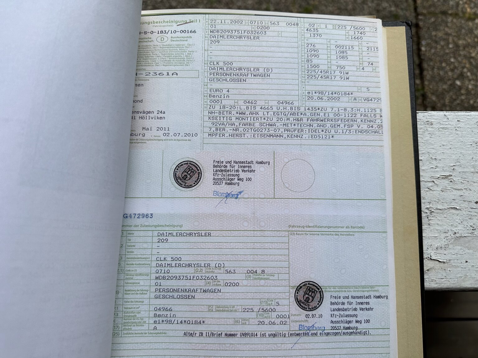 Dokumentation, 2003 Mercedes CLK 500