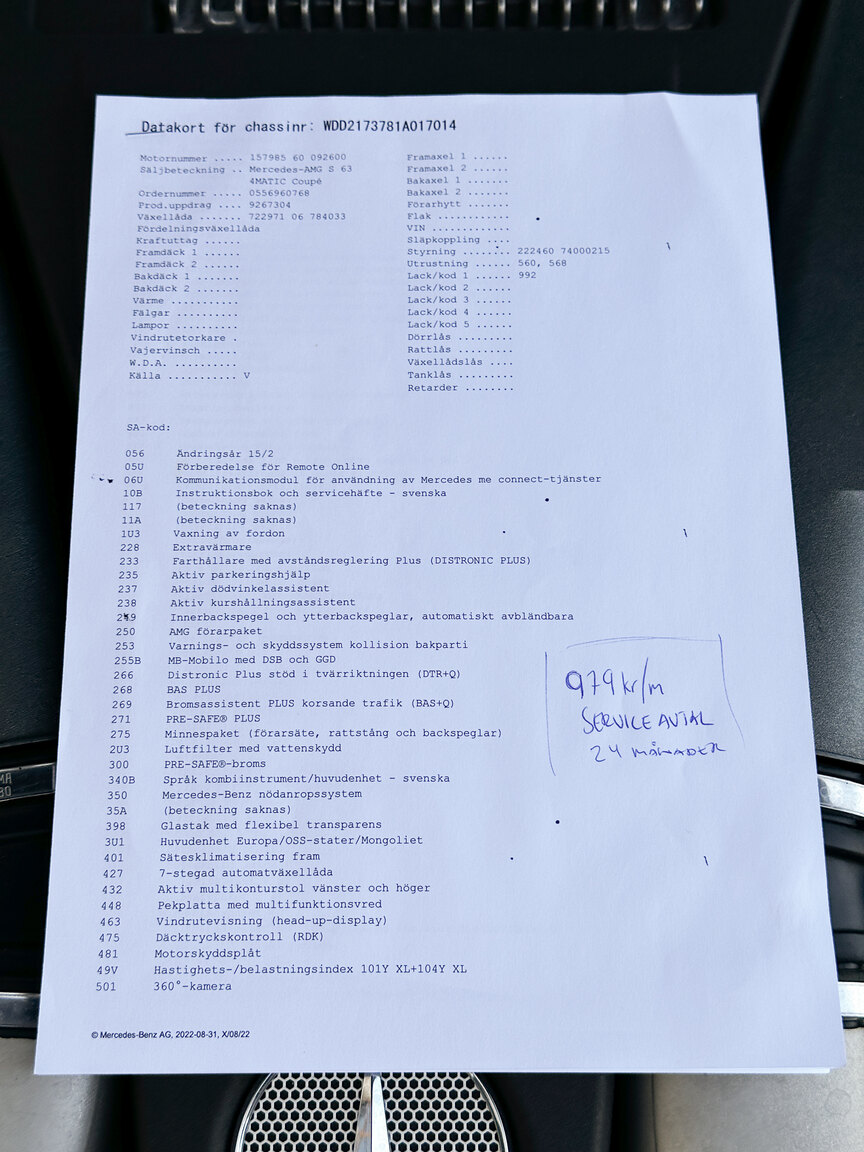 Documentation for 2016 Mercedes-Benz S63 AMG 4MATIC Coupé