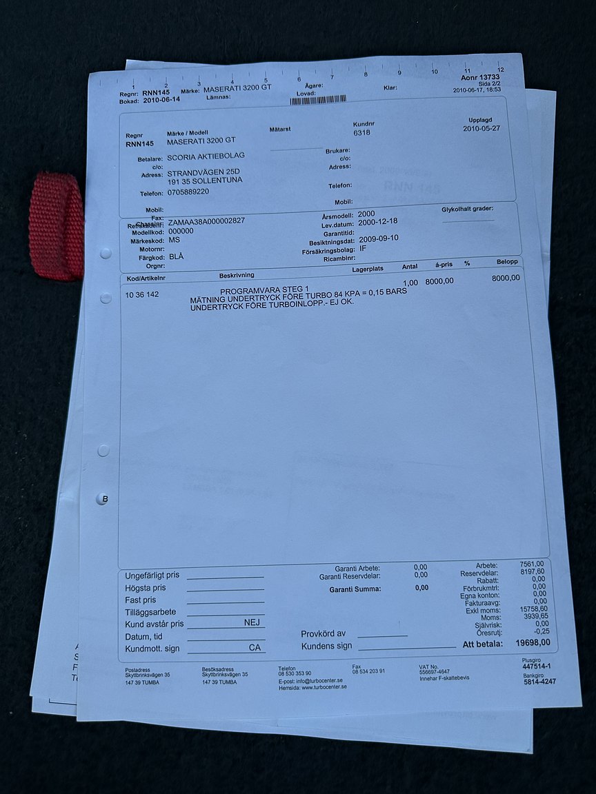 Documentation for 2000 Maserati 3200 GT
