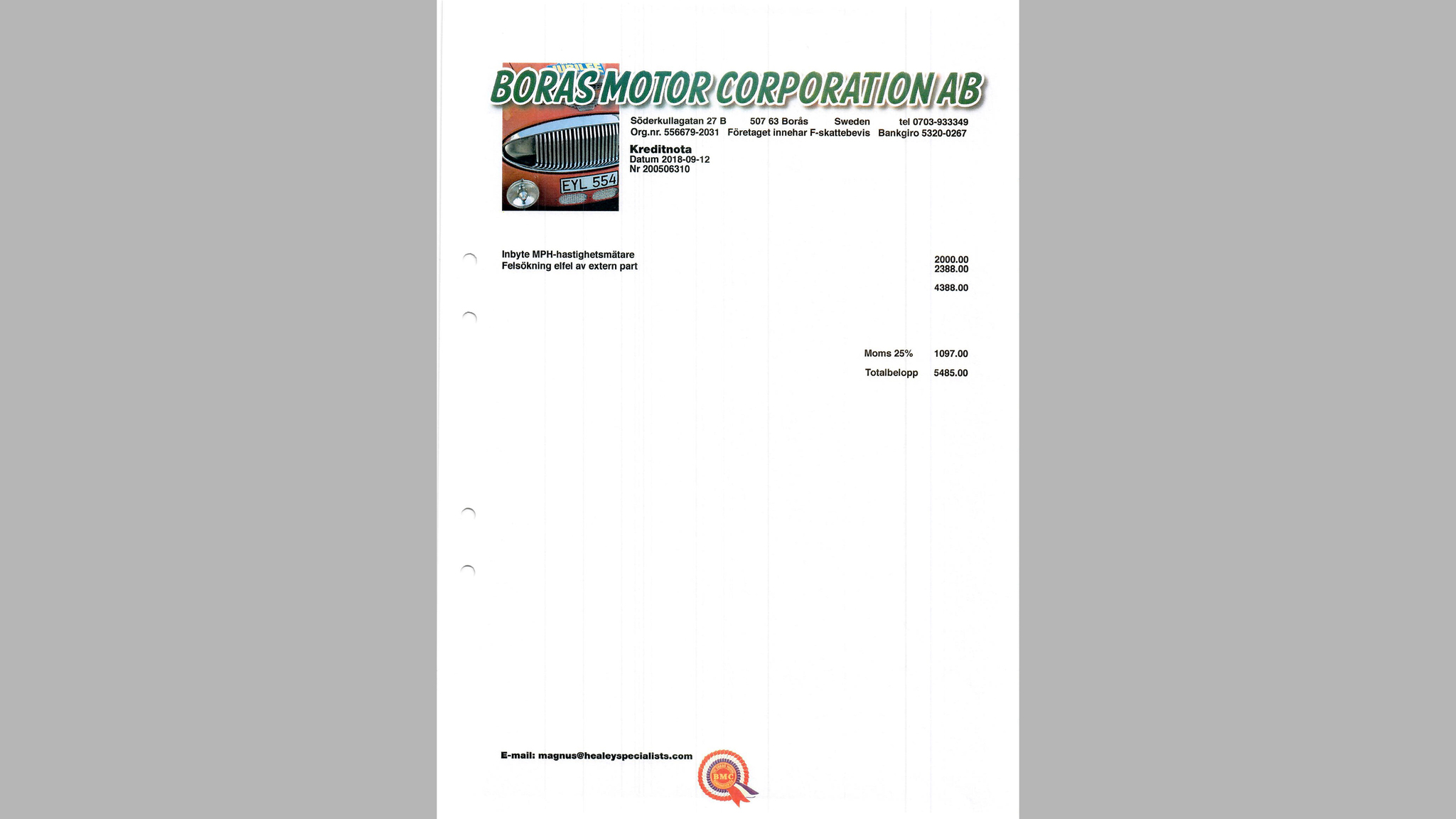 Documentation for 1960 Austin Healey 3000 MK1