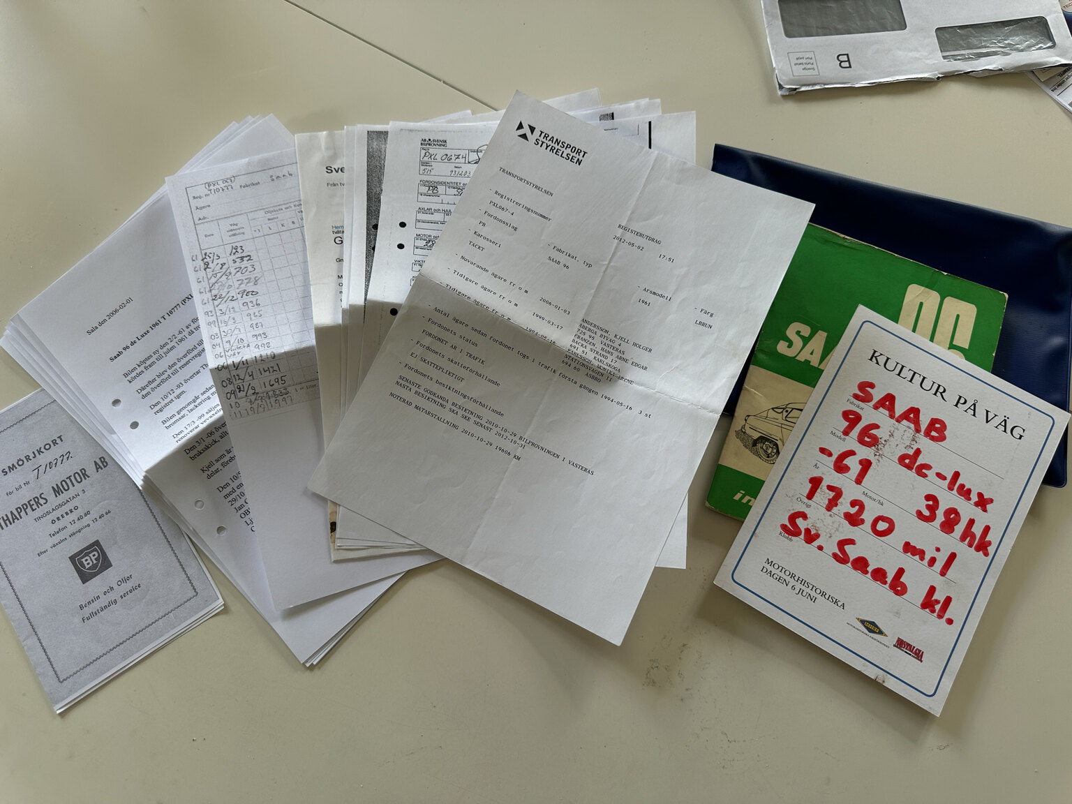 Dokumentation för 1961 SAAB 96 De Luxe 