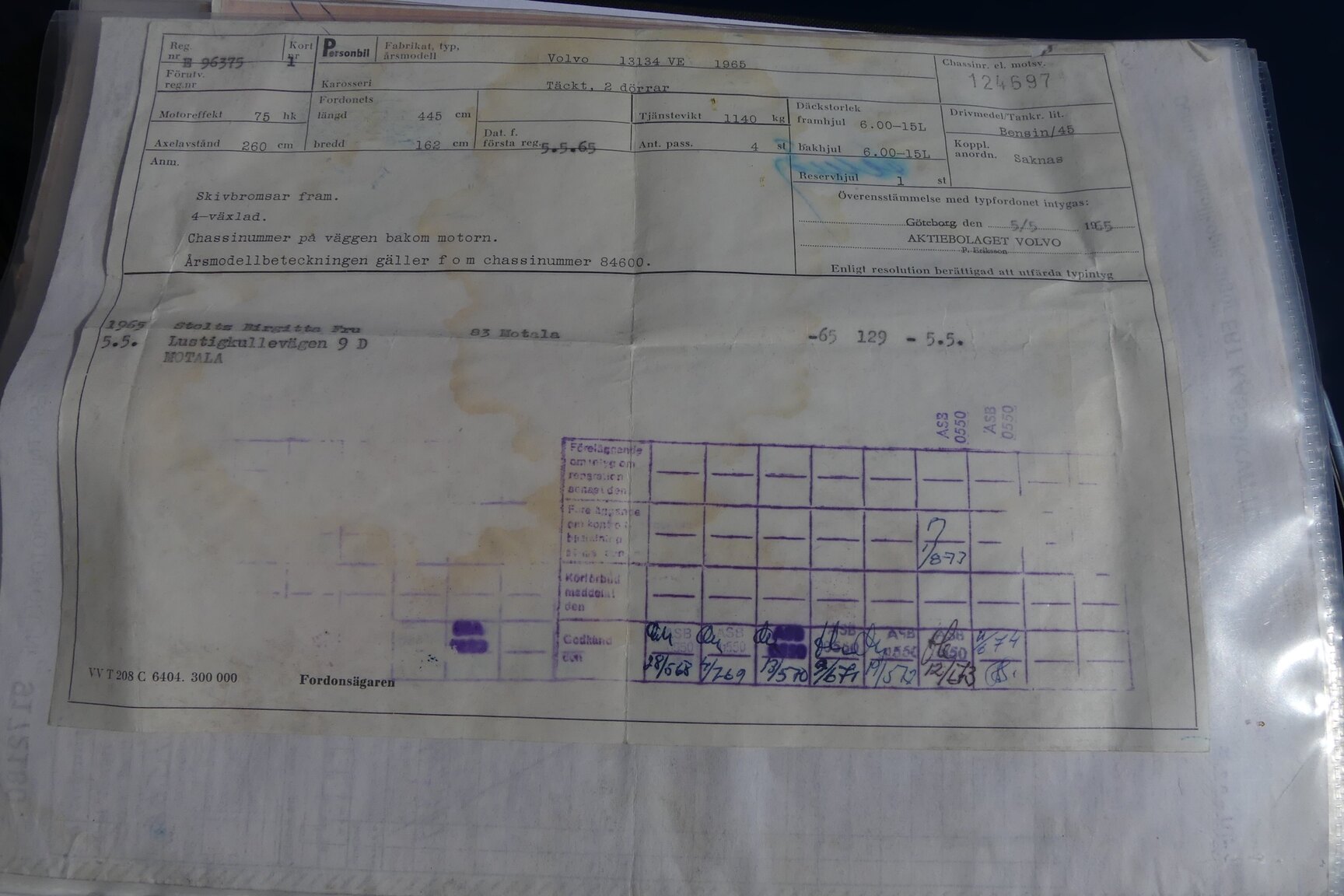 Documentation for 1965 Volvo Amazon