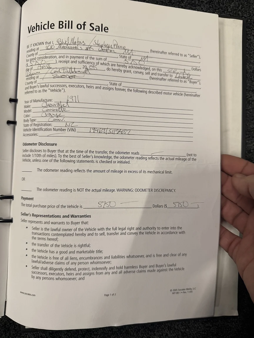 Dokumentation för 1971 Chevrolet Corvette Stingray Special 598 cui V8 795 hk (125)