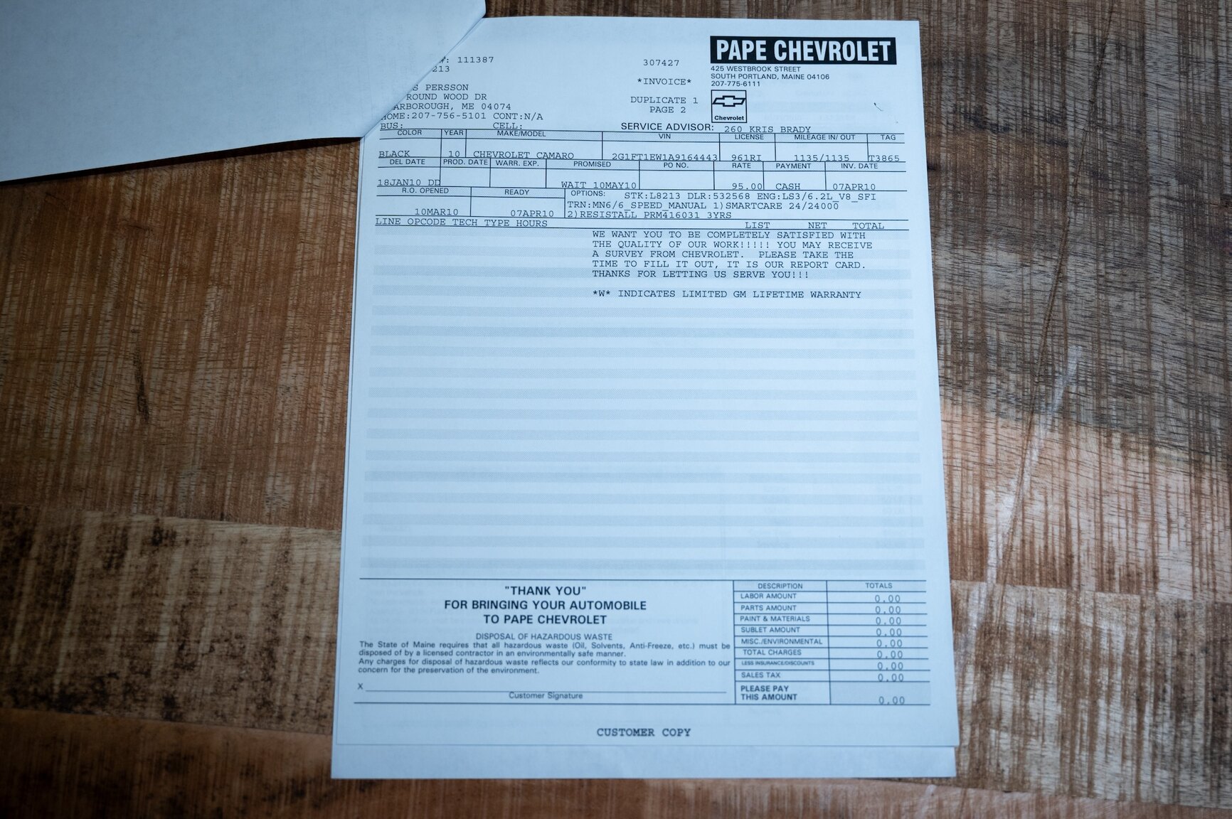 Dokumentation för 2010 Chevrolet Camaro SS (15)