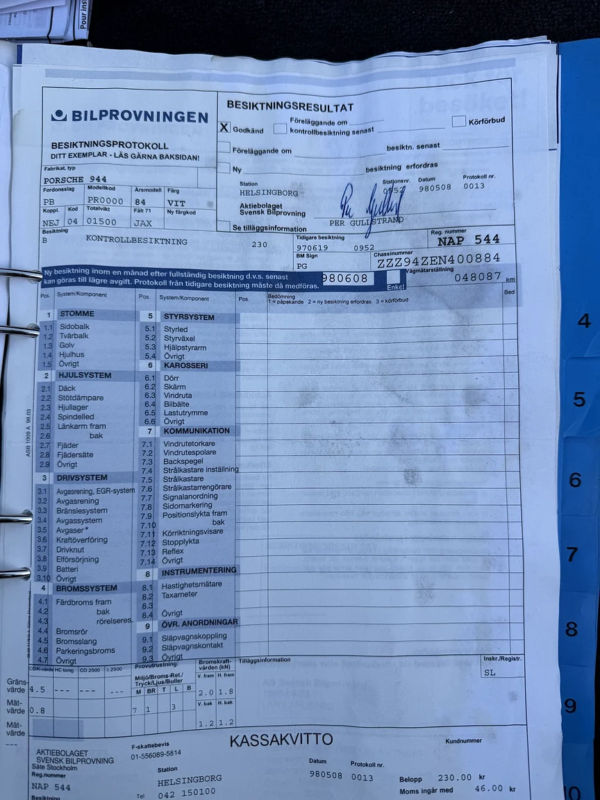 Dokumentation för 1984 PORSCHE 944 Targa (33)