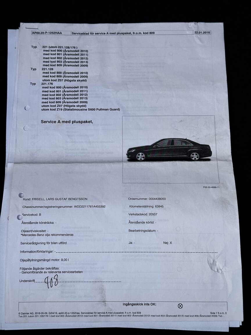 Dokumentation för 2011 Mercedes-Benz S600