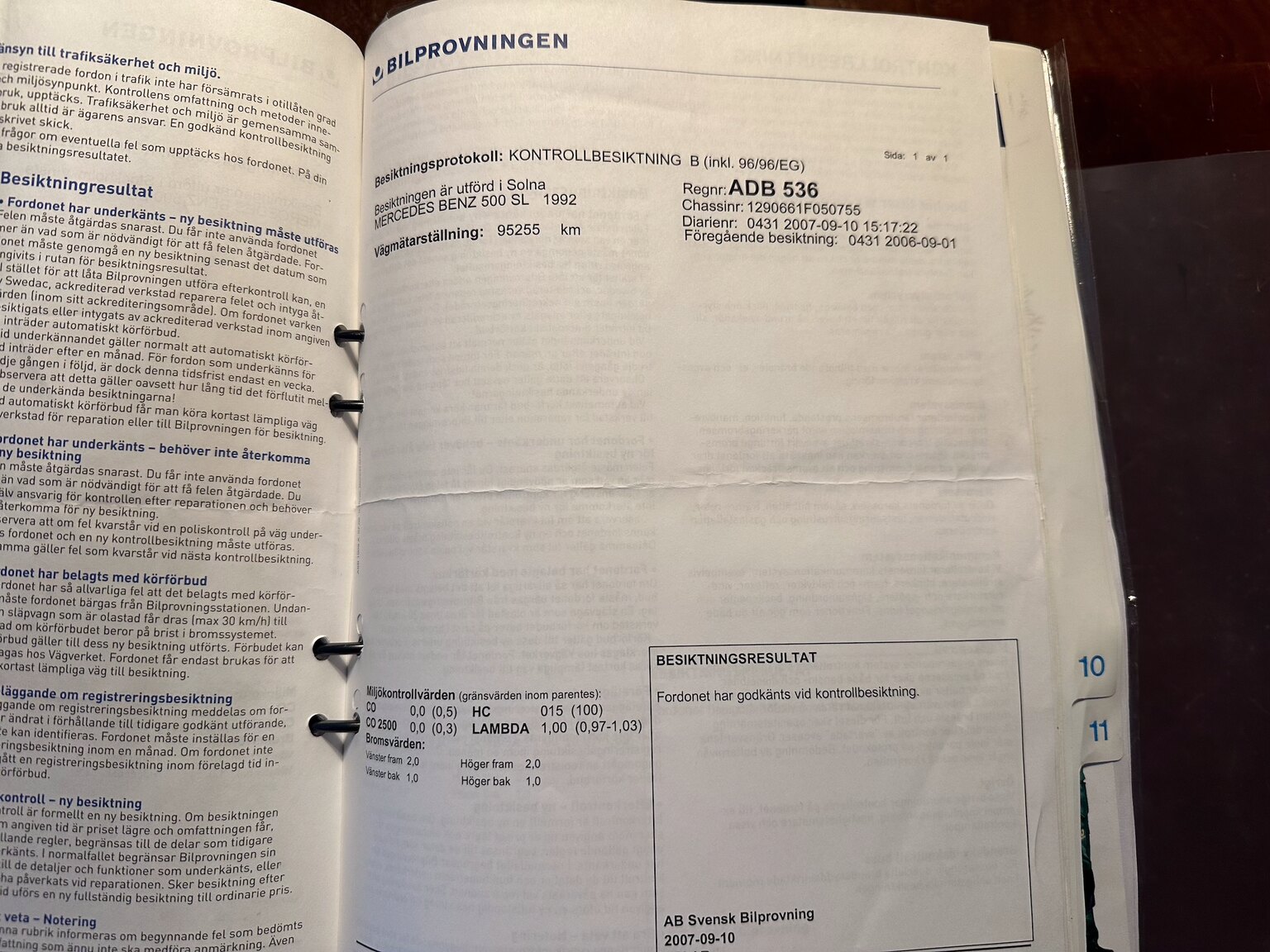 Dokumentation, 1992 Mercedes-Benz SL 500