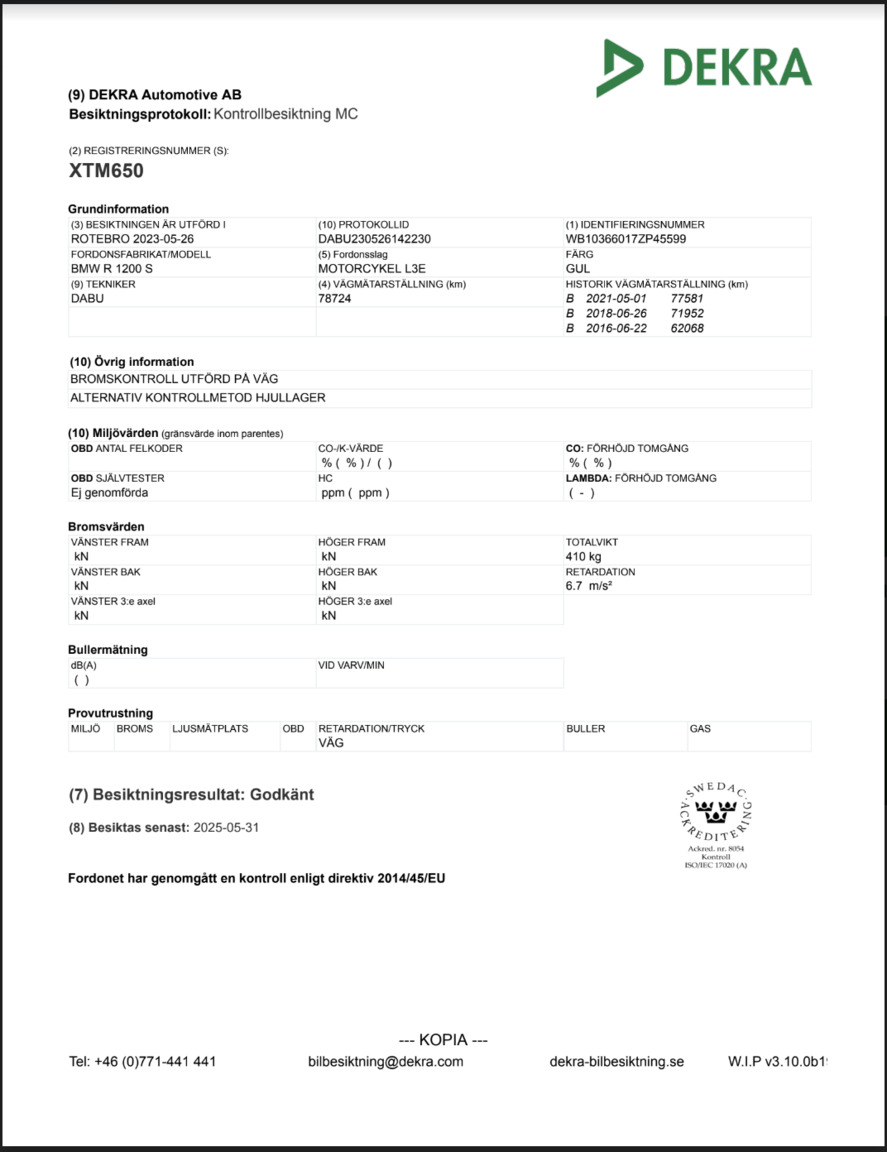 Dokumentation för 2006 BMW R1200S